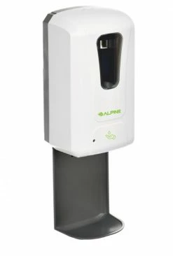 Alpine Industries Soap Dispensers Alpine 430-L-T Automatic Hands-Free Gel Hand Sanitizer/Soap Dispenser With Drip Tray, White, 1200 Ml,