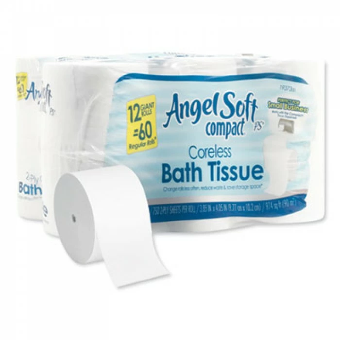 Georgia Pacific Toilet Paper And Tissues Angel Soft Ps Compact Coreless 2-Ply Bath Tissue, 750 Sheets/Roll, 12 Rolls/Carton 3 Georgia Pacific Toilet Paper And Tissues Angel Soft Ps Compact Coreless 2-Ply Bath Tissue, 750 Sheets/Roll, 12 Rolls/Carton