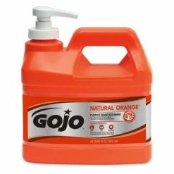 Hand Soaps And Hand Sanitizers Gojo Natural Orange Pumice Hand Cleaner, Citrus,1/2 Gallon, Pump Bottle, 4/Carton