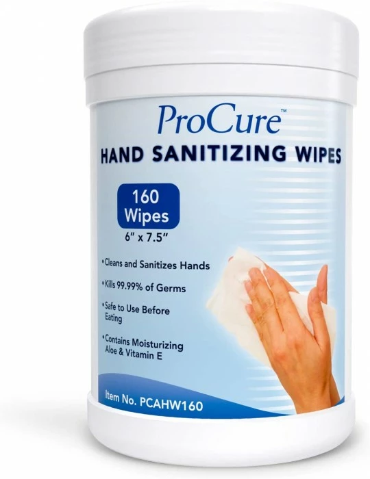 Hand Cleaning And Sanitizing Wipes ProCure Hand Sanitizing Wipes Canister, 160 Wipes- Expired Date 3 Hand Cleaning And Sanitizing Wipes ProCure Hand Sanitizing Wipes Canister, 160 Wipes- Expired Date